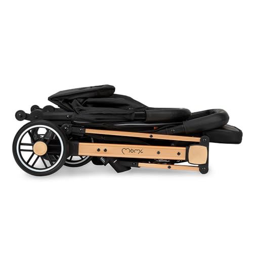 18. Bild von MoMi ESTELLE Kinderwagen ab 6. Monat (bis 15 kg), klappbarer Buggy mit 5-Punkt-Sicherheitsgurt, Einkaufskorb und Liegefunktion, Teleskop-Stange zum Ziehen, steht nach dem Zusammenklappen