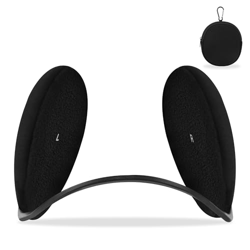 F Flammi Unisex Behind the Head Ear Muffs - Foldable Winter Ear Warmers for Women & Men, Compact Ear Protection for Cycling Under Helmets Black