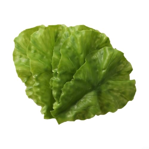 Hojas de lechuga artificiales, simulación 3D, vegetales decorativos para cocina, fiesta y fotografía, material de PVC, 16,5 x 12 cm, juego de 5 piezas