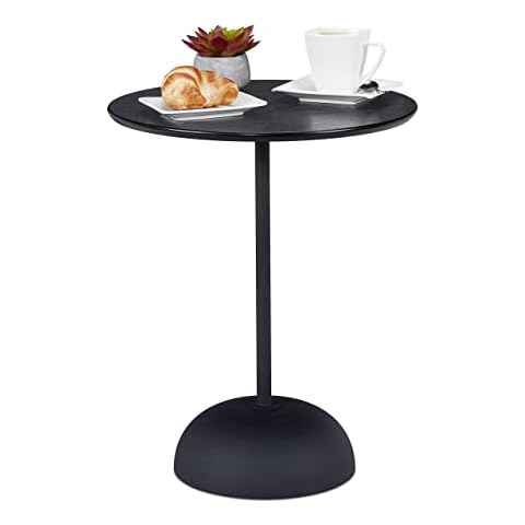 Relaxdays Beistelltisch, runder Ablagetisch, HxD: 48,5x40 cm, Metall & MDF Cover