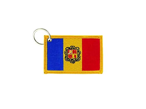 Akachafactory Porte cle cles Clef Brode Patch ecusson Badge Drapeau Andorre Andorra