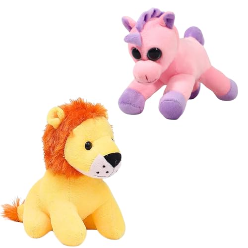 Image of TOYTALES Soft Toy Combo Pack Cute Lion & Pink Unicorn Plush Stuffed Animals for Kids, Huggable Cuddly Soft Toys for Girls & Boys, Birthday & Baby Shower Gift (Pack of 2)