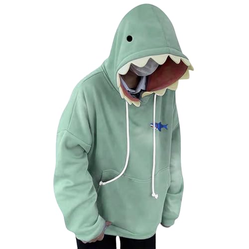 Men's Women's Shark Hoodie Cute Trendy Hooded Sweatshirts Spring Long Sleeve Pullover Hoodies Kawaii Clothes Unisex