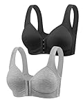EssElegance Pack Front Closure Bras for Women Full Coverage Lace Wireless Bralettes, Soft Breathable Support Everyday Bras Black Gray