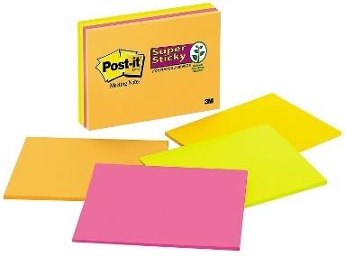 Super Sticky Meeting Notes in Rio de Janeiro Colors, 8 x 6, 45-Sheet, 4/Pack