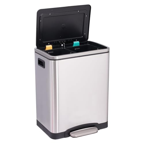 Caneca de basura doble para cocina 2 x 15L acero inoxidable