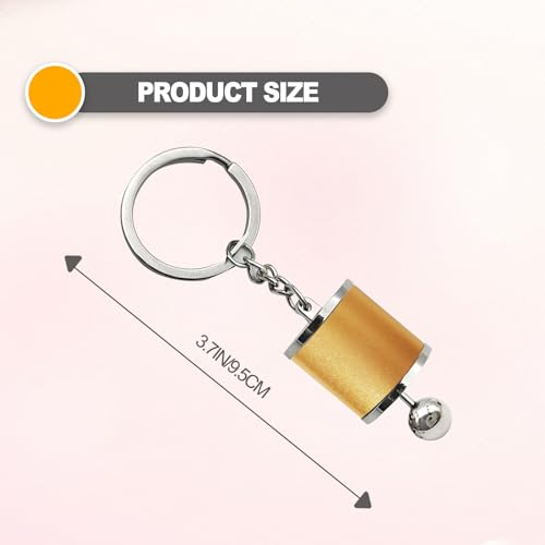 Image of stymart Keychain, 6 Speed Gear Box Shifter Keychain (Yellow), Moveable Gearshift Lever, Car Enthusiasts Accessory