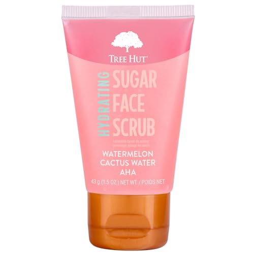 Tree Hut Mini Watermelon & Cactus Hydrating Face Scrub, Deep Cleans Pores to Remove Dead Skin & Impurities, Travel Size, 3.4 fl oz.