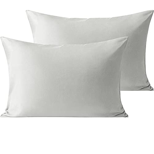 Organictune Microfiber Pillow Cases Standard Set of 2 with Envelope Closure Shrinkage and Fade Resistant Pillowcases(Light Grey,20x26 Inches)