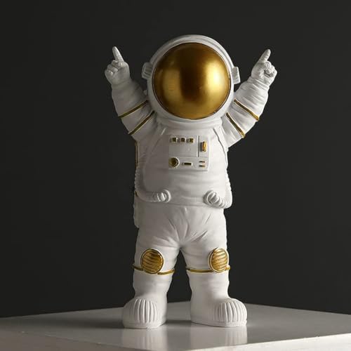 Estatua de astronauta decorativa de resina dorada miniatura 3