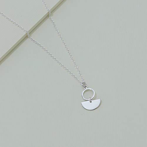 Boma Jewelry Sterling Silver Geometric Semi-Circle Necklace, 18 Inches3