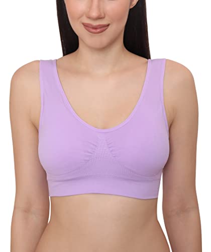 Image of GLAMORAS Women Nylon Elastane Lightly Padded Non Wired U Back Sports Bra | Seamless Stretchy Low Impact Yoga Workout Bra with Removable Pads - Size- Small to 4XL