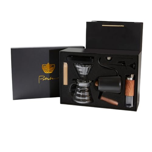 KCNNコーヒーミル 手動 コーヒー ミル セットドリップ コーヒーグラインダー 器具 アウトドア キャンプ コーヒードリッパー ドリップケトル 耐熱ガラス 木製ホルダー ハンドドリップ ハンドドリップセット フラワードリッパー 持ち運びに便利 母の日 父