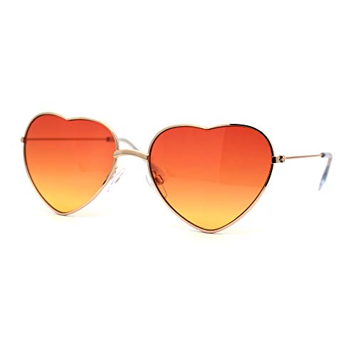 Womens Pop Color Lens Hippie Heart Shape Metal Rim Sunglasses2