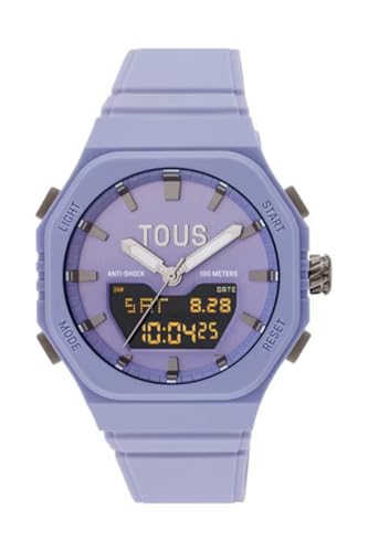 TOUS Reloj analógico/Digital de Acero con Brazalete de Nylon Bet (Lila)