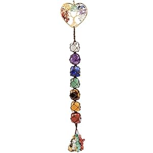 Anjiucc Handmade Crystal Chakra Swing Pendant Mirror Hanging car Accessories Tree of Life Stone Tree feng Shui Home Decoration Window