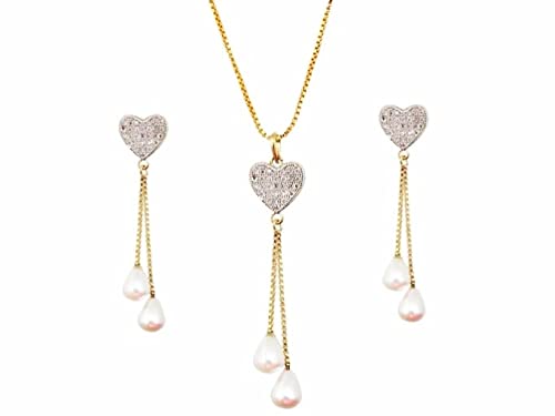 ATTRACTIVE PEARL AND HEART SHAPE PENDENT JEWELLERY SET FOR GIRLS (B0BDFWGY5Q) Amazon Price History, Amazon Price Tracker