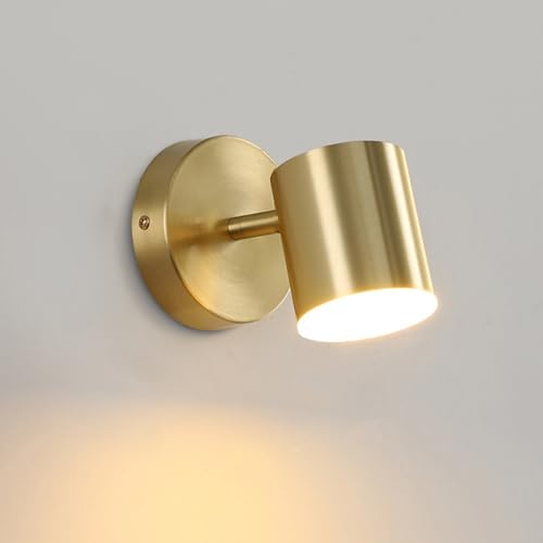 YOOCHUENG Wall Lights Indoor LED Reading Light Gold,350° Rotating 90° Adjustable Bedside Wall Lamp Tri-Colour Lighting (Warm/White/Neutral) for Bedroom,Hallway,Bathroom,Style A