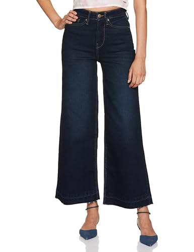 Image of Pepe Jeans High Rise Dark Wash Cotton Relaxed Fit Women's Jeans