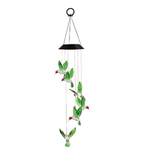 Preisvergleich Produktbild LOVIVER Solarbetriebene Farbwechsel LED Schmetterling Vogel Windspiele Windspiel Garten Fenster Licht Lampe Dekor - Grün