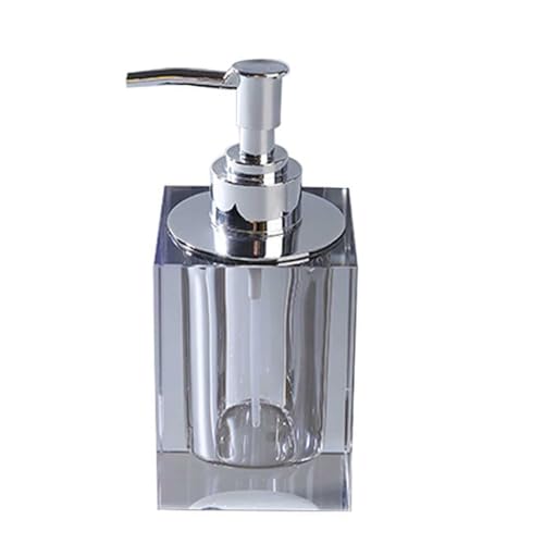 【otoye】 ラグジュアリー クリスタルガラス ソープディスペンサー|ヨーロッパンプレス風 高級ホテル専用|防錆ステンレス鋼ポンプ 液体石鹸・ローション両用|浴室・キッチン クリスタルカットデザイン ホテル用品向け リフィル可能な石鹸容器 のあるグレー