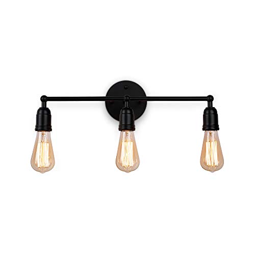 Create for Life® 3-Light Vanity Lights Black Wall Sconces Vintage Industrial Rustic Bathroom Wall Lighting