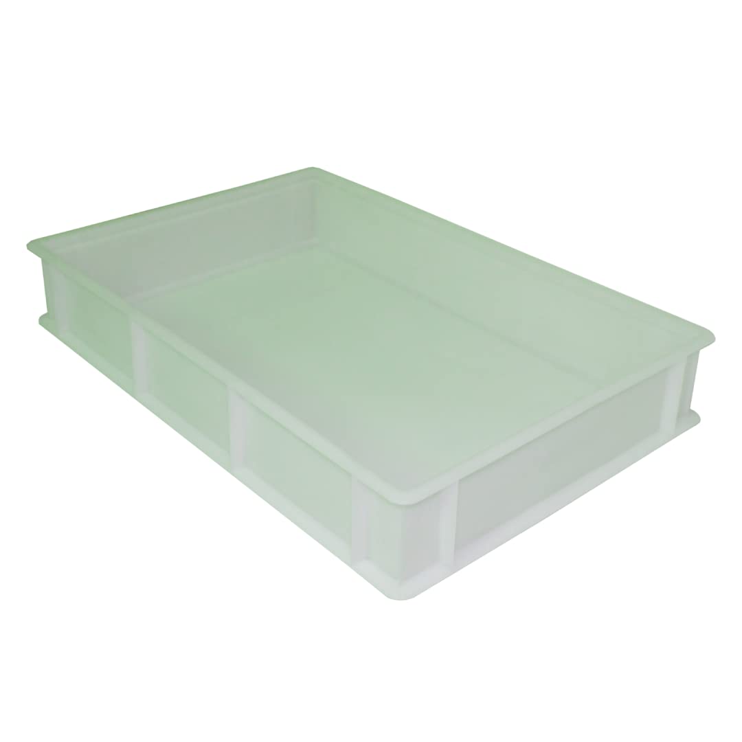 10 X Pizza Bread Bakery Dough Tray Stackable 60x40x10cm White PP Plastic Proofing Container Storage with Enforced Ribs Multipacks (604010)