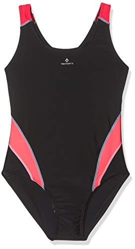 TECNOPRO Mädchen Rimana Schwimmanzug, Black/Garnatina, 176