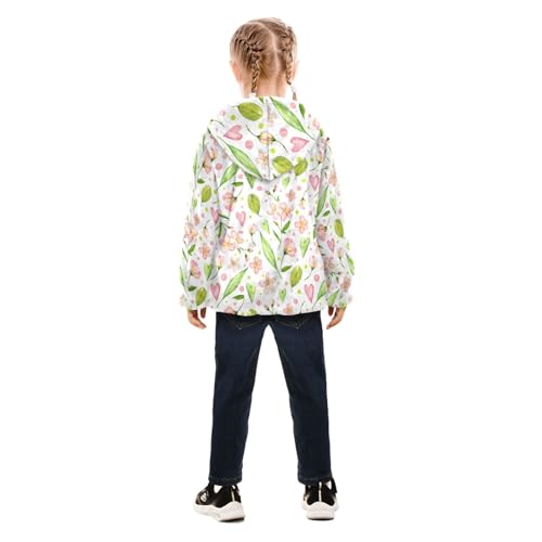 OTVEE Pink Flowers Cherry Blossom Kids Hoodie Jacket Fall Spring Full Zip Warm Outwear Coat4