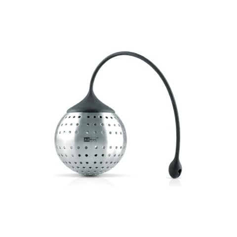 AdHoc GK01 SPICE BOMB Spice Infuser/Tea Infuser | Stainless Steel/Silicone | Heat Resistant | (D) 70 mm | Silver/Black Cover
