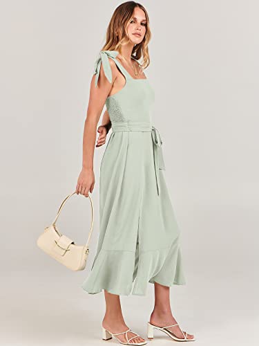 Image of ANRABESS Women's Square Neck Ruffle Split Midi Elegant Formal Wedding Guest Cocktail Bridesmaid Graduation Party Dresses