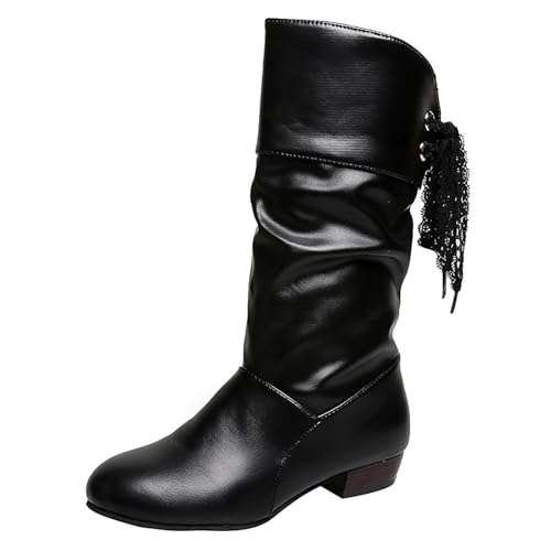 Bottes plissées femme talon bas bout rond fini les pieds douloureux