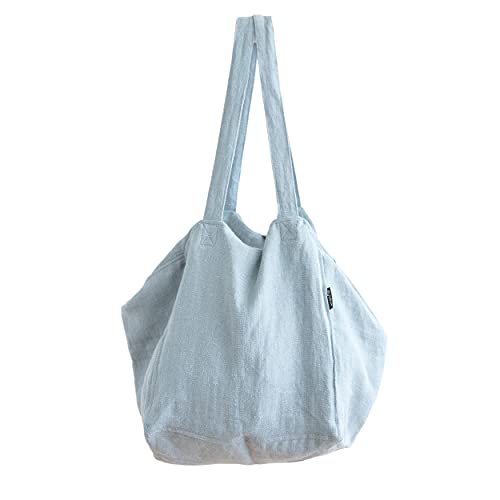 LinenMe Bolsa de Playa de Lino Stone Blue Lara Cover
