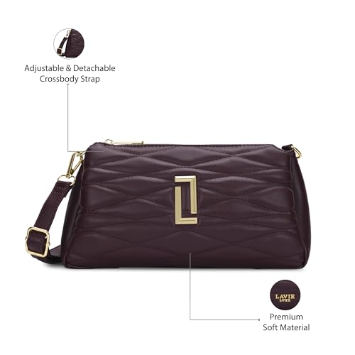 Image of Lavie Luxe Women's Lucie Quilted 3-Compartment Medium Crossbody Sling Bag | Ladies Purse Handbag | Gift for Women
