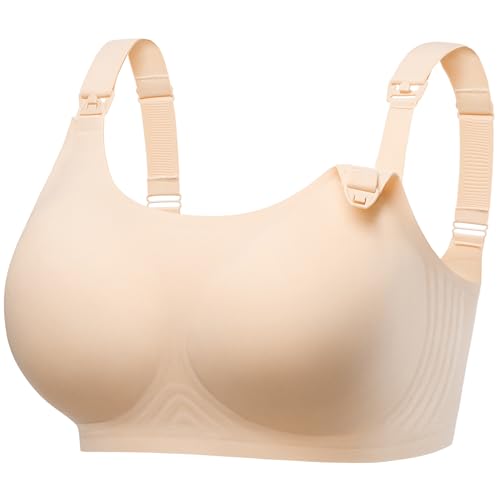 Angelhood Nursing Bras Seamless Maternity Bra for Breastfeeding Comfort Full Support Plus Size Pregnancy Bralettes with Extenders Jelly Strip Natural Shape