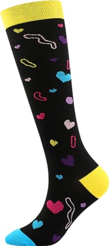 Image of Women's Knee High Compression Socks for Running Work Support Nurses Pregnancy Travel,Colorful Over The Calf Socks,#W402
