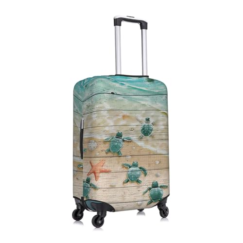 Sea Turtle Starfish Print Suitcase Cover Luggage Protector Washable Elastic Fashionable Travel Gear Cover3