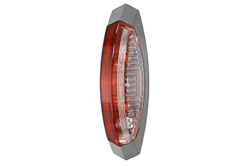 HELLA Luz de gálibo - Halógena - 12V - montaje exterior - ECE - Color de tulipa: transparente/rojo - derecha/Montaje lateral ext. - 2XS 008 479-011