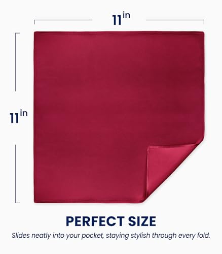 Image of Selected Hanky 100% Pure Silk Pocket Square for Men | 100% Mulberry Silk with hand-rolled edges; pairs with a suit, blazer, or tuxedo for weddings, formal events, and daily wear.