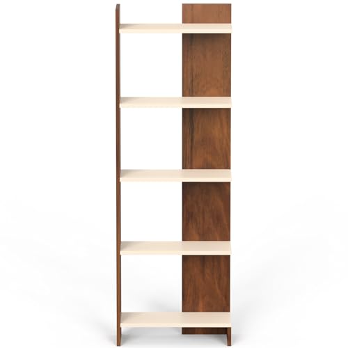 Image of BLUEWUD Lagoon Engineering Wood Multipurpose Floor Corner Stand Bookshelf with Home Decor Display Shelves Wall Book Storage Rack Organizer Cabinet Living Room Bedroom Office Home (Brown Maple & Beige)