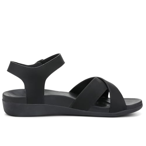 UTENAG Women's Comfortable Walking Flat Sandals Arch Support Ankle Strap Strappy Sandals3