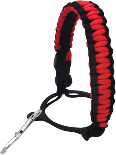 Water Bottle Handle Strap For Outdoor Camping Water Bottle Water Bottle Handle Strap Paracord Handle With Safety Paracord Handle Carabiner Water Bottle Holder Lanyard,Water Accessories (Black Red)