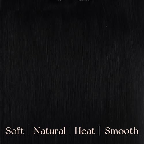 Image of Easyouth Human Hair Clip in Extensions Black, 22 Inch 120g 7pcs, Human Hair Extensions Clip ins, Jet Black, Quick Diy Installation, Straight Clip in Hair Extension