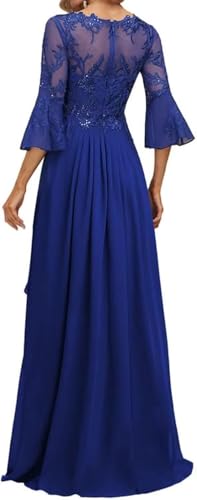 Lace Applique Mother of The Bride Dresses for Wedding 3/4 Sleeve V Neck Chiffon Long Formal Evening Gowns for Wedding Party2