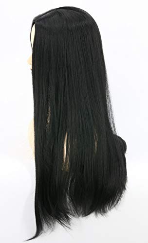 Topcosplay Women Wig Black Long Straight Middle Part Cosplay Halloween Costume Hair Wigs2