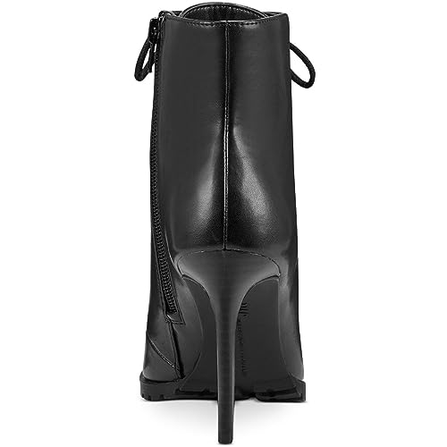 Cufflinks Inc. Womens Florita Pleather Zip Up Lace-Up Heels, Black, 9 Medium4