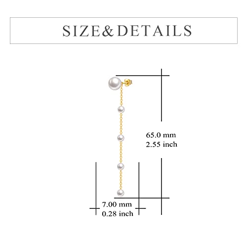 KECHO 14K Gold Freshwater Cultured Pearl Earrings Solid Gold Stud Chain Earrings Jewelry Gifts for Women4