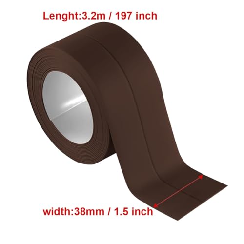 Image of 3 Rolls Self-Adhesive Caulk Tape - Waterproof Peel and Stick Sealing Strip (1.5 inchx10.5 Ft, Brown) for Bathtub, Shower, Sink, Toilet Edge Protector & Kitchen Countertop - No Mess Alternative to Caulking