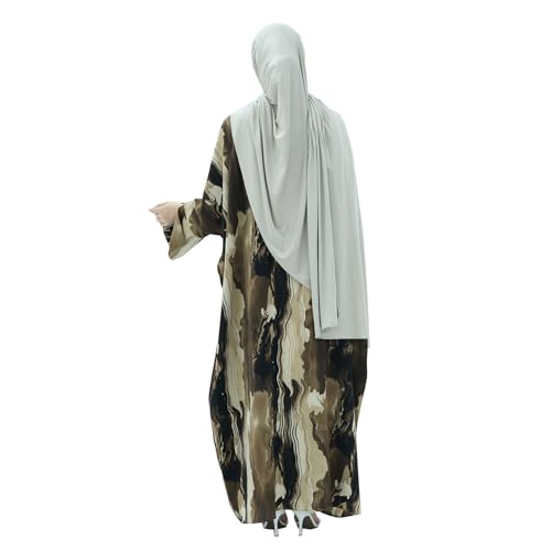 Image of Muslim Prayer Cardigan Tie-dye Printed Abaya Maxi Robe for Women | Tie-dye, Open front, Satin Fabric