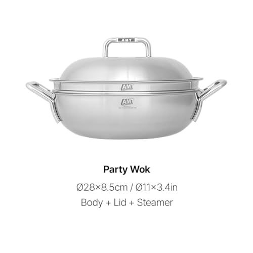Dongwon Metal 316TI wok de acero inoxidable 11" con tapa y olla 9.5" miniatura 3